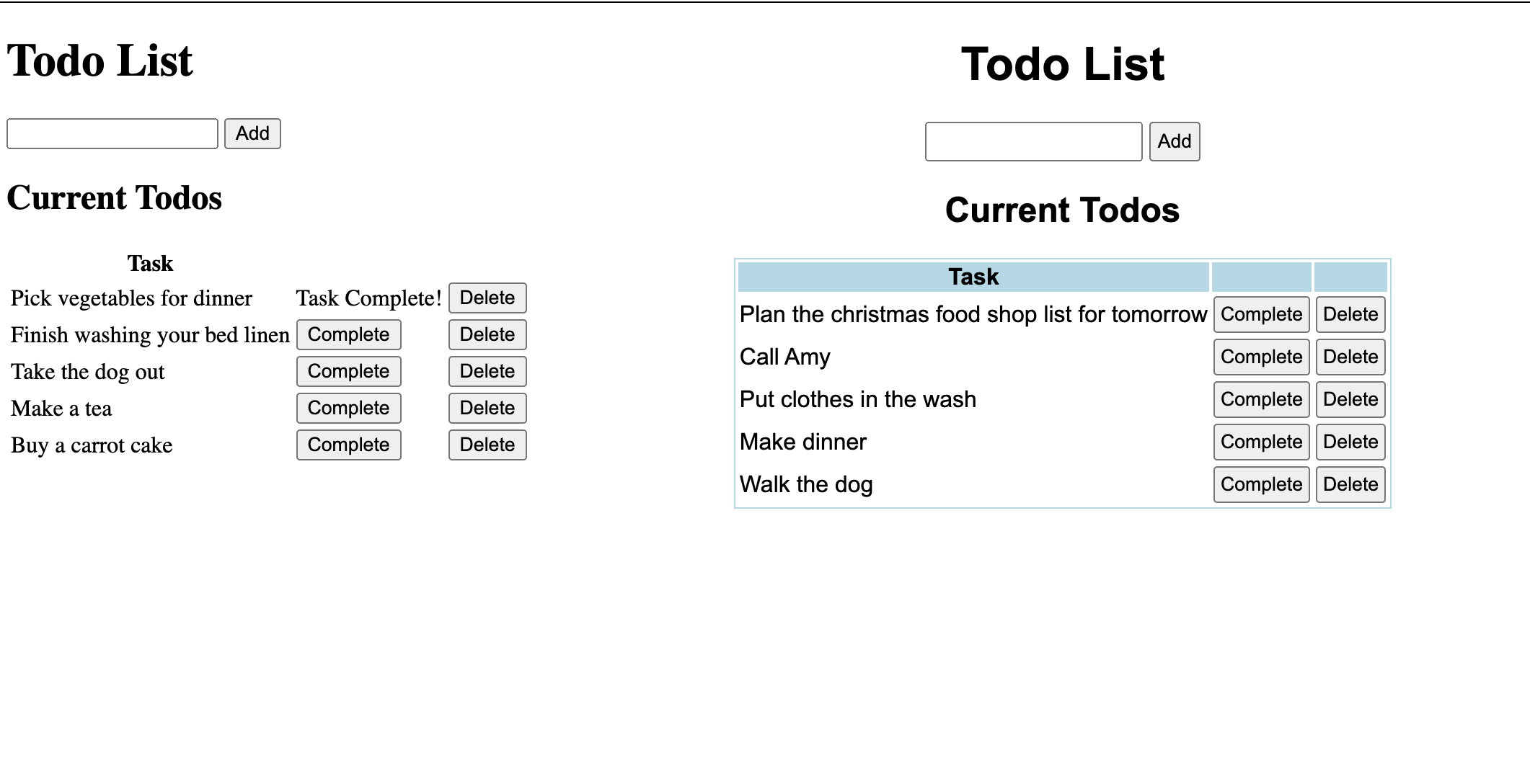 screenshot of sqlite todo app