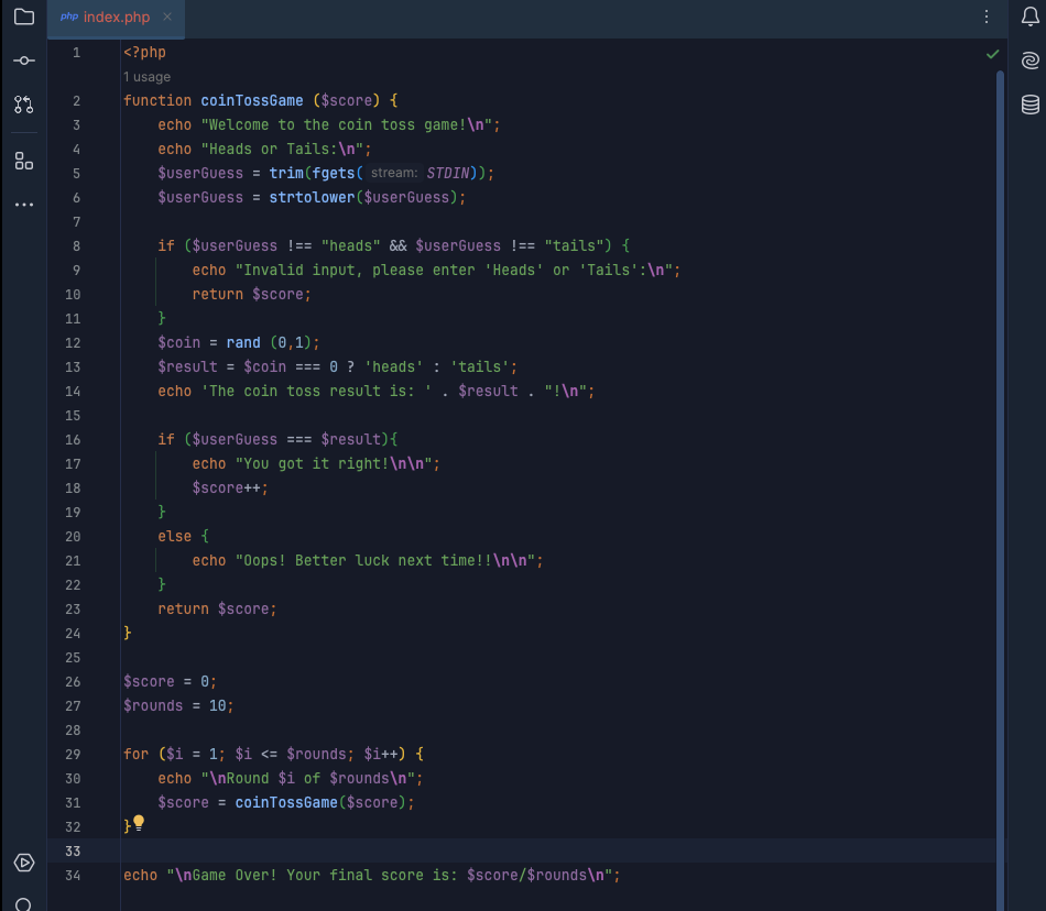 screenshot heads or tails code
